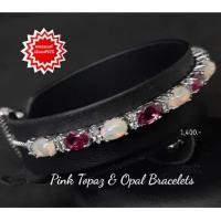 ราคา สร้อยข้อมือ พิงค์โทพาส สลับ โอปอล Pink Topaz & Opal พลอยแท้ ขนาด 4×6 มม.ตัวเรือนเงิน 925 ชุบทองคำขาว แบบรูด (4889607920)