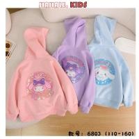 ราคา size 110-160girls Sanrio เลื่อม Hooded Jacket เด็ก Cinnamoroll Kuromi Melody ผ้าฝ้ายซิป coat (26666494939)