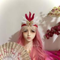 ราคา เมราห์ ที่คาดผมขนนกสีแดงและสีขาวเทศกาลเทศกาลเทศกาลที่คาดผมเครื่องประดับผีเสื้อ - มิซากิ (53600105194)