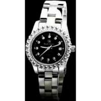 ราคา Royal Crown นาฬิกาข้อมือสุภาพสตรี ประดับเพชร cz อย่างดี สายสแตนเลส รุ่น 3662L-CZ (Black/Silver) (4760575531)