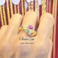 ราคา ✨ แหวนเงินแท้ พลอยแดงทับทิมแท้ ตัวเรือนงานเงินแท้92.5% ทำสีทอง ฝังทับทิมแท้ ดีไซน์มือกับใบไม้สุดอ่อนหวาน ✨ (42608702172)