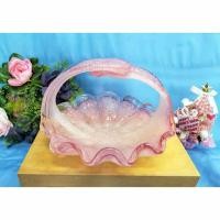 ราคา Iwata Glass Tokyo Japan แจกันแก้วเป่า ทรงตะกร้า สีสันสดใส โดดเด่นด้วยลายฟองน้ำสีชมพู สวยไม่ซ้ำใคร (25858457069)