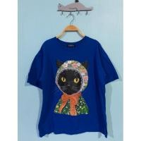 ราคา เสื้อยืดโอเวอร์ไซร์ลายน้องแมวดำคาดผ้างานป้ายZARA (40758545801)