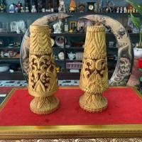 ราคา แจกันไม้แกะสลักเก่า คู่ (18076321682)
