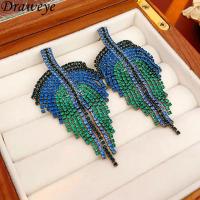 ราคา Draweye Blue Earrings for Women Tassels Vintage Korean Fashion Party Jewelry Rhinestones Elegant Exquisite Aretes De Muj (49400041782)