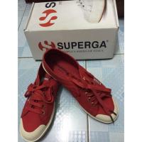 ราคา รองเท้าผ้าใบ superga สีแดง ของแท้ 100% พร้อมป้าย เบอร์38 ส่งฟรี (207436368)