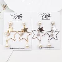 ราคา WFH ต่างหูระย้ารูปดาว ติดมุก มี 2 สี เงิน ทอง (5052802370)