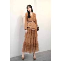 ราคา ชุดเซตสูทกระโปรงสีชาไทย 3 ชิ้น งานป้าย Bellita sizeM , L ***มือ1ป้ายห้อย (21258704288)