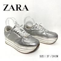 ราคา ZARA รองเท้าผ้าใบ sneaker สีเงิน ไซส์ 37 มือสอง (6889257801)