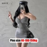 ราคา Plus Size✅เดรสสาวอวบ ไซส์ใหญ่ ผู้หญิง เดรสรัดรูป สาวอวบ เซ็กซี่ สายเดี่ยว คอวี แต่งขอบลูกไม้ เข้ารูป ฤดูร้อน เกาหลี แฟชั่น Oversize พลัสไซส์ สาว อวบอ้วน ใส่ได้ (28686144009)