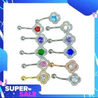 ราคา จิวสะดือ จิวใส่สะดือ เครื่องประดับร่างกาย สีเงิน ประดับด้วยคริสตัลแท้ ขนาดก้าน 1.6 ก้านยาว 8 มิล มาตรฐาน (26508315812)