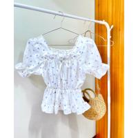 ราคา เสื้อครอปแขนตุ๊กตาผูกโบว์ ด้านหลังแต่งสม็อคยืดได้ ลายดอกไม้น่ารักๆ by_noon (23082689508)