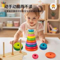 ราคา Wooden Large Tower of Hanoi Ten-Layer Building Blocks Rainbow Tower Toy Educational Tool Early Education Intelligence Logic Hanoi Tower (24147106997)