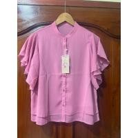 ราคา เสื้อผู้หญิงแขนระบาย สีชมพู ผ้าชีฟอง แบรนด์ญี่ปุ่น สินค้าใหม่ (40604633531)