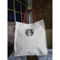 ราคา กระเป๋าผ้าแคนวาส starbucks สายสีแดง มือสอง (40853613796)