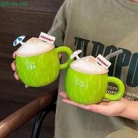 ราคา โนวาลิงค์ แก้วเซรามิคมะพร้าวจับสบายความจุขนาดใหญ่ถ้วยกาแฟสร้างสรรค์ที่มีฝาปิดน่ารักสะดวกจับด้วยฟางแก้วทําความสะอาดง่ายน่ารักฤดูร้อน เครื่องดื่ม สาว (29926265646)