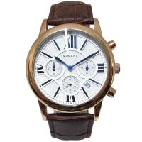 ราคา ของแท้ 100% ส่งฟรีเก็บเงินปลายทาง นาฬิกาข้อมือผู้ชาย MOMENT หน้าปัดขาว เลขโรมัน สายหนัง (3445041599)