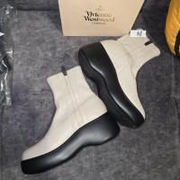 ราคา [USED] Size 38 (24cm) รองเท้าบูทเสริมส้น ทรงเอเลี่ยนนิดๆ เก๋ๆ เลย งานหนังสังเคราะห์ มีซิปข้าง สีครีม (26350686910)