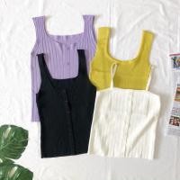 ราคา เสื้อครอปไหมพรม พร้อมส่ง มีเก็บเงินปลายทาง เสื้อผ้าสไตล์เกาหลี เสื้อสายเดี่ยวไหมพรม เสื้อกร้ามไหมพรม กระดุมหน้า (5934311012)