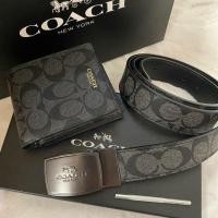 ราคา Set สุดคุ้ม กระเป๋าสตางค์ & เข็มขัด Coach แท้ outlet สีเทา ดำ ผู้ชาย ของขวัญ กระเป๋าเงิน (9646850686)