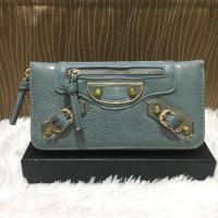 ราคา กระเป๋าสตางค์แฟชั่น ใบยาว ซิปรอบ สีฟ้าอมเทา (2443736030)