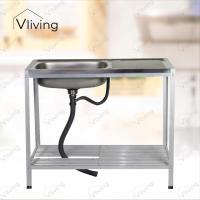 ราคา Vliving ซิ้งค์ล้างจาน อ่างล้างจาน สแตนเลส 2 ชั้น 100cm สะดือตะกร้าใหญ่ (1549234150)