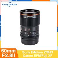 ราคา Brightin Star 60mm F2.8 MARK II Super Macro 2:1 Full frame Manual Prime เลนส์สําหรับ Nikon Z Fuji XF Sony E Canon EOS M4/3 Olympus Panasonic (42217403593)