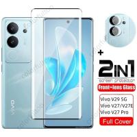 ราคา 2 IN 1 ฟิล์มกระจกนิรภัยกันรอยหน้าจอ 9H HD เต็มจอ ด้านหลัง โค้ง สําหรับ Vivo V30 V29e 5G V 29E V27E V27 Pro V27Pro V29Pro 4G 5G Vivo V27 5G (19483063165)