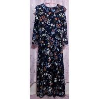 ราคา ชุดเดรสยาว ชุดอิสลาม เดรสกระโปรงยาว ลายดอกไม้ สีกรมเข้ม แขนยาว คอวี มีปกเสื้อ ชุดมุสลิม เดรสยาว (22145789025)