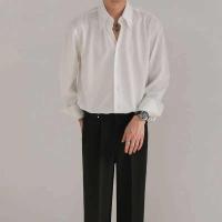 ราคา ▥ ชุดเดรสผู้ชายแฟชั่นสีขาวเสื้อเชิ้ตสีดำแนวสังคมสำหรับผู้ชายเสื้อเชิ้ตแขนยาวแบบเกาหลีทรงหลวมเสื (41900715544)