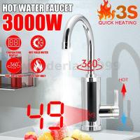 ราคา Agsiv 3000W เครื่องทําน้ําอุ่นไฟฟ้าทันทีจอแสดงผล LED สแตนเลส EU Plug ห้องครัวห้องน้ํา (26330053349)