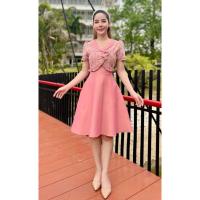 ราคา เดรสผ้าทอ อัดกาวทั้งชุด ป้าย Thongwara สีโอรส ป้ายโบว์อก (s) (29557315613)