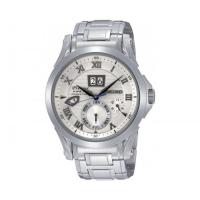 ราคา Seiko นาฬิกาาข้อมือผู้ชาย สายสเตนเลส Premier Kinetic Prepetual SNP057 (295576324)