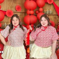 ราคา กี่เพ้า เสื้อกี่เพ้าต้อนรับตรุษจีน กี่เพ้าสาวอวบ อก38-48นิ้ว เสื้อกี่เพ้า สาวอวบ Freesize (29373851203)