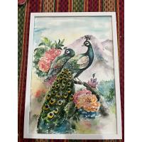 ราคา ภาพวาดนกยูงคู่ ภาพวาดสีน้ำ ภาพตกแต่งติดผนังขนาดA3/29.7 x42 cm กระดาษร้อยปอนด์ พร้อมใส่กรอบให้สวยงาม (29124862407)