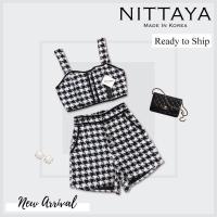 ราคา งานป้าย Nittaya set เสื้อครอปชิโนริ ผ้าทวิส ประดับกระดุมเพชร+กางเกงขาสั้น (9466797883)