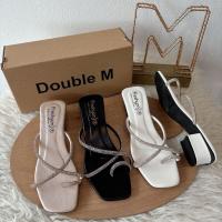 ราคา Doublemstore (FY017 Size36-41) รองเท้าแตะส้นกลางเพชร Kasut Wanita Cantik (26821095926)