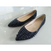 ราคา Christian Louboutin Black Sonietta Spikes Patent Ballerinas Flats (25608186797)