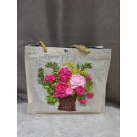 ราคา กระเป๋าผ้ากระสอบปักริบบิ้นงานhandmade (3253841076)