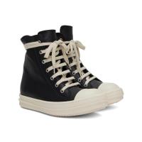 ราคา RICK OWENS Black Leather High Sneakers (23121436240)