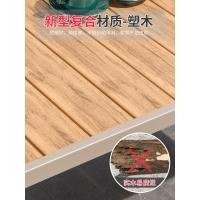 ราคา Mojia โต๊ะเก้าอี้กลางแจ้ง Courtyard Garden กันน้ํากลางแจ้ง Sunproof เหล็กคาร์บอนตารางระเบียงพลาสติกไม้โต๊ะเก้าอี้ผสม (43023969214)