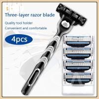 ราคา จัดส่งที่รวดเร็ว Gillette Mach 3 Blades Face Manual Turbo Razor + 4 Beard Shavette Cartridge (40555377267)