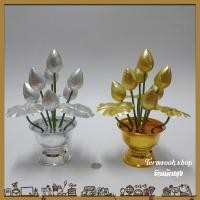 ราคา พานดอกบัวเงิน บัวทอง size เล็ก ( แพ๊กคู่ ) (2372974092)