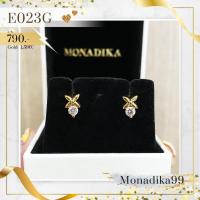 ราคา ต่างหูเพชร | E023 ต่างหูชุบทองคำแท้ 24K (7252735566)