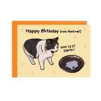 ราคา การ์ดอวยพร Happy Birthday Now Feed Me การ์ดวันเกิด | Happy Birthday cat card, funny birthday cat lover card (10100292613)