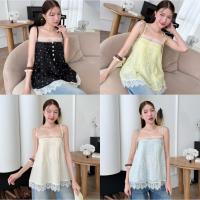 ราคา เสื้อสายเดี่ยวตัวยาวแต่งลูกไม้ ขอบล่าง เสื้อสายเดี่ยว (ไหล่ปรับได้) ตัวยาวแต่งลูกไม้ขอบเสื้อน่ารักมาก KHUN (K023) (40625115268)