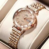 ราคา สุภาพสตรีนาฬิกาแฟชั่นกันน้ําส่องสว่างควอตซ์สุภาพสตรีนาฬิกาปฏิทินสัปดาห์เพชรตัดกระจกพื้นผิวสแตนเลสนาฬิกาข้อมือ (42723924394)