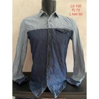 ราคา KEMEJA เสื้อเชิ้ตยีนส์ทูโทน ผู้ชาย ไซส์ M (44014169959)