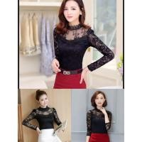 ราคา *Miki-Shop*พร้อมส่ง เสื้อลูกไม้แขนยาว อก38นิ้ว เสื้อแขนยาวลูกไม้สีขาวดำ เสื้อลูกไม้คอมุก เนื้อผ้านิ่มมาก 55* (6202003008)