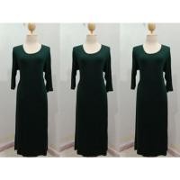 ราคา ชุดเดรสคลุมท้อง "ผ้าเรย่อน สีเขียวแก่ "ผ้านิ่ม ทิ้งตัวใส่สบาย (*สินค้ามือสองสภาพดี!!) (11116919199)